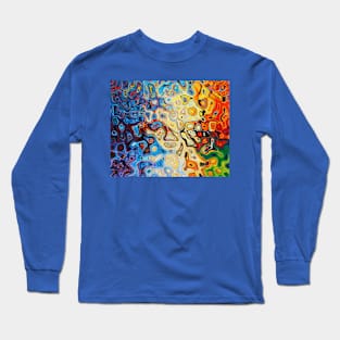 colorful vibrant retro swirl pattern Long Sleeve T-Shirt